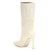 Moda europea y americana talla grande puntada de punto Botas de pedal de PU blanco Suministro de comercio exterior Amazon AliExpress
