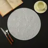 Jogo americano redondo de PVC para mesa de jantar, à prova d'água, fácil de limpar, estilo seda, decorativo, antiderrapante para cozinha, isolamento térmico para restaurante ocidental