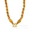 Liga de Cobre Quente Dourada Imitação com Estampagem de Aço, Colar Torcido com Cabeças de Dragão Duplas Banhado a Ouro Real, Ouro de Fogo 6mm Atacado do Fabricante