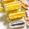Caja Transparente Rectangular para Pastel de Mousse de Crema, Caja para Llevar de Pudín de Sago con Mango y Galleta Cheesecake