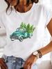 Camiseta Manga Curta Estampa Gráfica Roupas Vestuário Mulheres Gato Ca