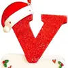 Iniciales Navideñas con Decoración de Letra de Gorro Rojo, Decoración Colgante Navideña DIY, Colgante Personalizado Regalos