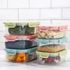 Juego de Lonchera Sellada con Hebilla de Grado Alimenticio, Caja de Plástico Sellada al Vacío para Conservación de Alimentos en Refrigerador, Lonchera para Microondas, Caja Bento
