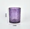 Taza de Vidrio para Vela de Aromaterapia Colorida en Relieve de Alta Calidad Botella de Aromaterapia de Gama Alta Botella Vacía Contenedor de Vela Taza de Vela Transfronterizo