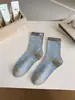 Calcetines de Tela Rayada para Perro para Mujer, Estilo Coreano a Media Pantorrilla, Lindos Dibujos Animados, Calcetines Holgados sin Costuras, Calcetines Casuales de Algodón para Primavera y Verano