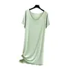 Vestido largo que favorece la figura, estilo delgado para mujeres de talla grande, vestido casual de verano de modal suelto con volantes, cuello en V, manga corta, modelo nuevo