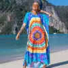 Camisa Protectora Solar de Playa Estampada de Rayón Europea y Americana al por Mayor, Vestido Sexy Holgado de Vacaciones, Cubre Traje de Baño Bikini