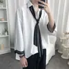 Uniforme Escolar Estilo Coreano Talla Grande Uniforme Holgado Camisa de Manga Larga Tendencia Nacional Transfronteriza para Estudiante Universitario Hombre con Corbata