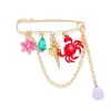 Broche de Esmalte Exagerado Estilo Doce-Legal Camadas Flor de Concha Caranguejo Borla Alfinete Elemento Oceano Doce e Divertido