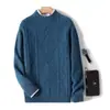 Nuevo suéter de lana para hombre de otoño e invierno, jersey, cuello redondo, suéter de lana engrosado de doble hebra, suéter de punto casual para hombre, al por mayor
