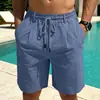 Sitio Web Independiente Transfronterizo Estilo Europeo y Americano Holgados Casuales de Algodón y Lino para Hombre Color Sólido Verano Transpirables de Secado Rápido Bermudas Casuales de Playa