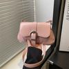 2026 Verão Novo Estilo Fivela de Cinto Texturizada Cor Sólida Simples Grande Capacidade Moda para o Dia a Dia Cruzada no Corpo Ombro Axila Pequena Bolsa Quadrada