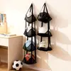 Bolsa Pendurada para Armazenamento de Bolas Montada na Parede para Uso Doméstico, Suporte de Bola de Futebol Atrás da Porta, Organizador de Bolas, Solução de Armazenamento para Brinquedos e Bonecas