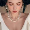 Collar de perlas de doble capa para mujer, nicho, diseño de lujo ligero, cadena para la clavícula de temperamento de alta gama, cadena para suéter, venta directa de fábrica