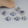 Prata de lei 925 azul queimado epóxi artesanato pequeno porta-flores vintage adesivo meio furo contas acessórios DIY material artesanal atacado