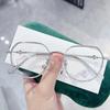 Montura de gafas redondas irregulares M2860 superior e inferior Marco óptico acabado con pegamento dorado mezclado lente plana anti-luz azul se puede combinar con gafas