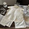 Gran Venta No Reembolsable y No Intercambiable [Pedido por Racionalidad] Top sin Mangas Chaleco con Lazo para Niñas + Pantalones de Pierna Recta Pierna Ancha
