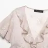 Comércio Exterior Roupas Femininas Atacado Estilo Europeu e Americano Primavera e Verão Nova Moda Elegante Camadas Decorativas Bordados Tops 3105/872