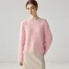 Suéter de punto trenzado 100% cachemira, corte holgado, para mujer, nuevo estilo otoño/invierno, con una textura similar a la de una nube, elegante y grueso, top de manga larga