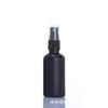 Botellas dispensadoras de vidrio para aceites esenciales negras esmeriladas al por mayor con goteros, botellas para loción cosmética a prueba de luz, botellas de vidrio vacías con atomizador