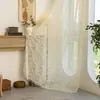 Cortina de ventana transparente de encaje floral estilo americano, translúcida pero no transparente, adecuada para sala de estar, dormitorio, comedor, balcón y decoración estilo rústico