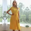 2024 Nueva Explosión Europea y Americana para Mujer Transfronteriza Amazon Francés Retro Ola de Puntos Falda Plisada con Cordones vestido