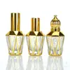 China Dongfeng Garrafa de Óleo Galvanizada Espessa de Vidro 8ml Portátil Dourada Frasco de Perfume com Rolha de Vidro Amostra Vazia