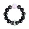Pulsera de Obsidiana Plateada de Venta Caliente en Tiktok para Mujeres, Pulsera de Cuenta de Buda de Jade Cristal Rosa Natural para Hombres, Joyería de Mano para Parejas del Año Zodiacal