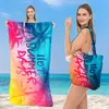 Mochila personalizada 2 en 1 de microfibra con estampado digital, Toalla de playa, Bolso de hombro, Toalla de baño para piscina, Vacaciones en la costa