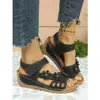 Sandalias de Cuña de Comercio Exterior para Mujer 2026 Verano Nuevas con Calados y Velcro Boca de Pez Suela Gruesa Sandalias Florales de Playa para Mujer