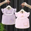 Bata de Bebê, Avental de Alimentação Infantil, Babador Impermeável, Vestido de Verão Fino Sem Mangas para Menina, Bata Princesa (para usar dos dois lados)
