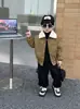 Ropa de Otoño e Invierno para Niños Chaqueta de Cuero con Relieve de Osito Estilo Coreano Chaqueta Moderna y Fresca con Forro Polar para Niños Pequeños y Niños Pequeños Chaqueta de Motociclista Ropa Exterior