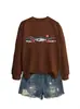 Amazon eBay Loja Independente Moda Casual Feminina Divertida Três Peixes Sol Gola Redonda Manga Longa Moletom Camisa Base