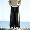 Jeans reto solto da moda estilo americano com retalhos para homens, novas calças casuais versáteis de verão com perna curva