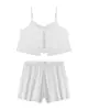 Estilo Europeu e Americano Camisola Sexy de Cetim e Renda de Verão Francesa Conjunto de Pijama Feminino com Camisola com Fenda e Shorts Conjunto de Duas Peças