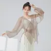 Roupa de Prática de Dança Clássica para Mulheres, Novo Estilo, Mangas Longas Largas, Mangas Sino, Estampa Floral, Roupa que Valoriza a Silhueta, Top para Dança do Dia a Dia