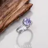 Anel de Corte Milênio Rosa de Alta Qualidade Cheio de Zircônia Base de Lótus Anel Vivo Acessórios de Moda Acessíveis para Meninas Versáteis