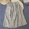 Saia Midi Plissada Estampada Floral Doce Feminina Verão Nova Han Ma Redutora de Idade Emagrecedora Cintura Elástica Saia Longa Literária