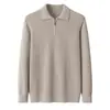 Suéter Puro Cashmere 2026 Outono e Inverno Gola Polo Camada Base para Homens de Meia-Idade Casual de Negócios Pulôver Atacado Transfronteiriço