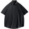 Camisa de manga corta de color liso de verano para hombre, estilo japonés, holgada, de media manga, estilo Hong Kong, blanca, moderna.