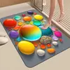 Tapete de chão absorvente de diatomita com estampa de seixos 3D para banheiro e vaso sanitário, tapete para pés de secagem rápida, tapete antiderrapante para entrada