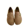 Sapatos Femininos Estilo Birkenstock Planos Retrô 2025 Primavera e Outono Novos Slip-On Bico Redondo Sola Macia Sapatos Preguiçosos para Gestantes