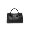 Bolso Tejido de Cuero Genuino Bv, Bolso de Mano para Hombro Cruzado, Bolso de Mano Horizontal Tejido, Bolso de Mujer de Piel de Vaca de Gran Capacidad, Versátil