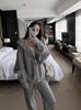 Estación Europea Otoño Nuevo Estilo Estilo Perezoso Conjunto de Cárdigan con Sudadera con Capucha con Sentido de Diseño, Conjunto de Dos Piezas de Punto con Cremallera para Mujer