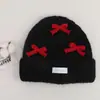 Gorro de Lana Tejido con Lazo Dopamina Coreano para Mujer, Otoño e Invierno, Cálido, Grueso, Protector de Orejas, Favorecedor del Rostro, Gorro de Estudiante