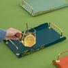 Bandeja de metal para tazas de té, bandeja rectangular para mesa de centro, bandeja de entrada, adornos de lujo ligeros para tazas de té