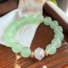 Pulsera de Jade de Roca de Cuarzo Verde Menta Verano Grano Grande 12MM Accesorios de Pulsera de Cristal Blanco Natural