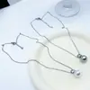 Collar de perla única de la Princesa Diana para mujer, cadena para la clavícula de diseño de nicho de lujo ligero, cadena para suéter de alta calidad