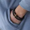 Joias de Mão Hip-Hop Olho de Tigre Amarelo Pinheiro Africano Pedra Vulcânica Pulseira de Contas Pulseira de Pedra Natural Tendência Joias de Mão Masculinas Venda por Atacado