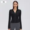 Chamarra de Yoga para Mujer Corte Delgado Cuello Alto Cierre Bolsillos con Cremallera Ropa Deportiva para Correr Fitness Manga Larga D26161